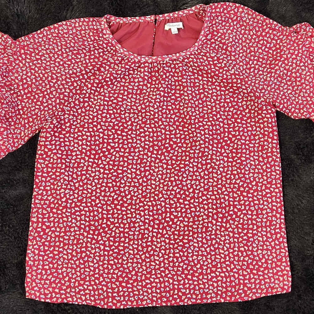 Madewell Memento Maroon Floral Top